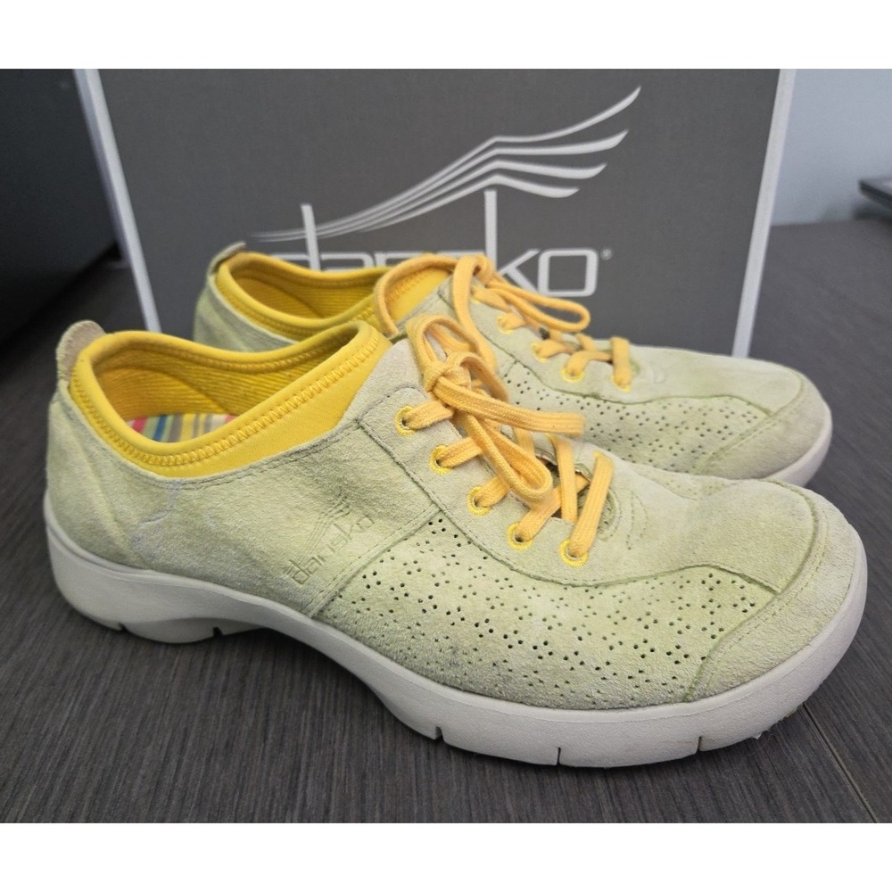 Dansko Elise Suede Shoes Womens 39 US 8.5‎ Green Slip Resistant Lace Up Sneakers